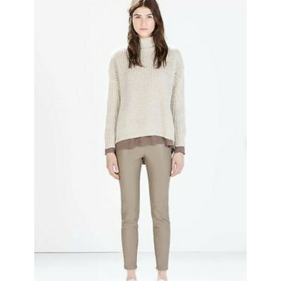 Zara Pants - ZARA // faux leather leggings tan mink grey